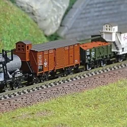 MiniTrix 15715 Set de 5 wagons marchandises, 150 ans de chemins de fer vicinaux, K.Bay.Sts.B., échelle N Trix Trix_15715 - 1