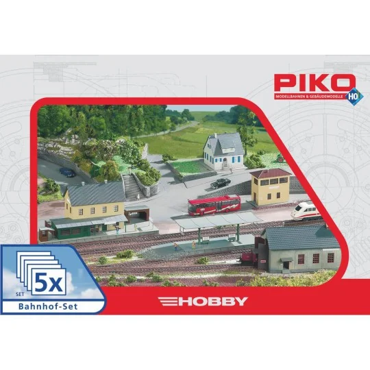 Piko_61923-Piko 61923 Model Kit, 5-Piece "Station" Construction Set