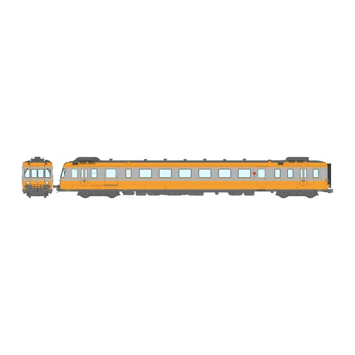 Ree Modeles MB174.S RGP 2 X 2702 railcar, orange and aluminum, SNCF...