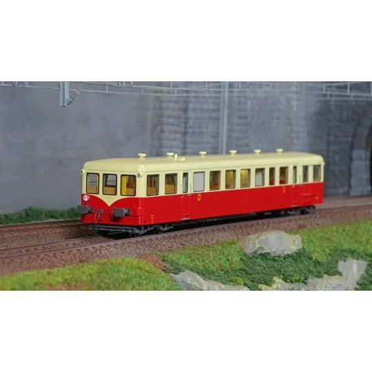 VB-442-Ree Modeles VB442 Remorque d'autorail XR-7379, Rouge-Crème toit crème, SNCF, Bordeaux, éclairé