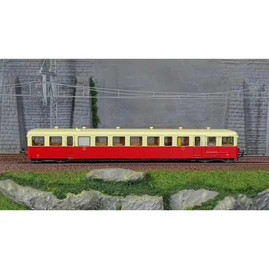 VB-442-Ree Modeles VB442 Railcar Trailer XR-7379, Red-Cream with cream roof, SNCF, Bordeaux, illuminated