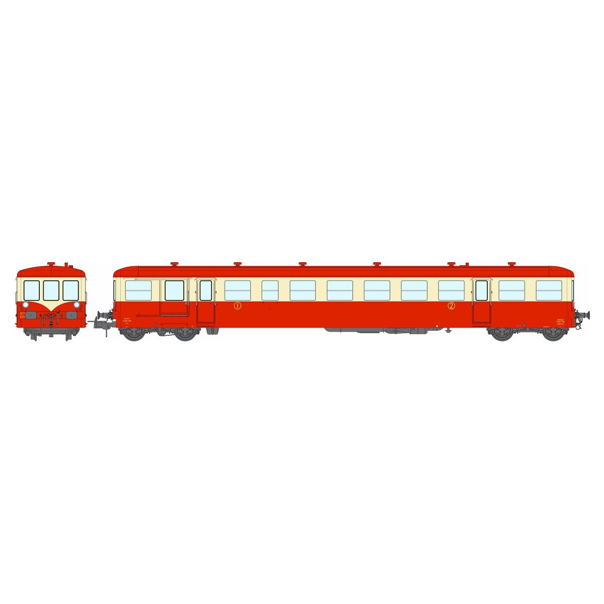Ree Modeles VB446 XR-7360 Railcar Trailer, Red-Cream with red roof,...