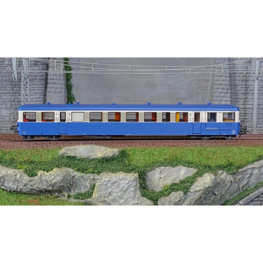 VB-447-Ree Modeles VB447 XR-8274 Modernized Railcar Trailer, Blue, SNCF, Dijon, Illuminated