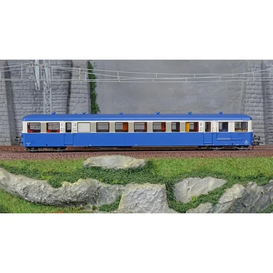 Ree Modeles VB448 XR-8285 Modernized Railcar Trailer, Blue, SNCF, D... VB-448-Ree Modeles VB448 XR-8285 Modernized Railcar Trailer, Blue, SNCF, Dijon, Illuminated