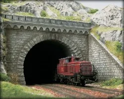 Busch 7023 Entrée de tunnel 2 voies avec mur de soutènement Busch Busch_7023 - 1