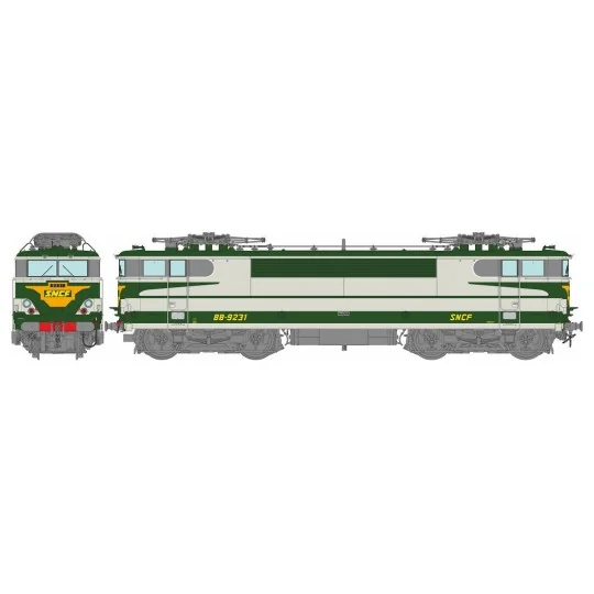 MB-196.S-Ree Modeles MB196.S BB 9231 electric locomotive, Green "ARZENS", Bordeaux, sound, motorized pantographs