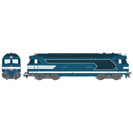 MB-166-Ree Modeles MB166 BB 67414 diesel locomotive, blue livery, embossed plates, SNCF