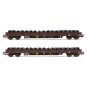 HR6484-Rivarossi HR6484 Set of 2 flat wagons with sideboards, Res, ÖBB, delivered brown, loaded with wire reels