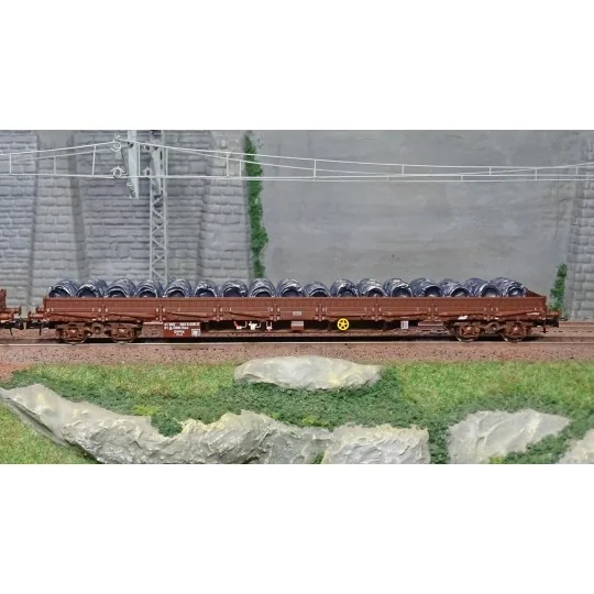 Rivarossi HR6484 Set of 2 flat wagons with sideboards, Res, ÖBB, de... HR6484-Rivarossi HR6484 Set of 2 flat wagons with sideboards, Res, ÖBB, delivered brown, loaded with wire reels