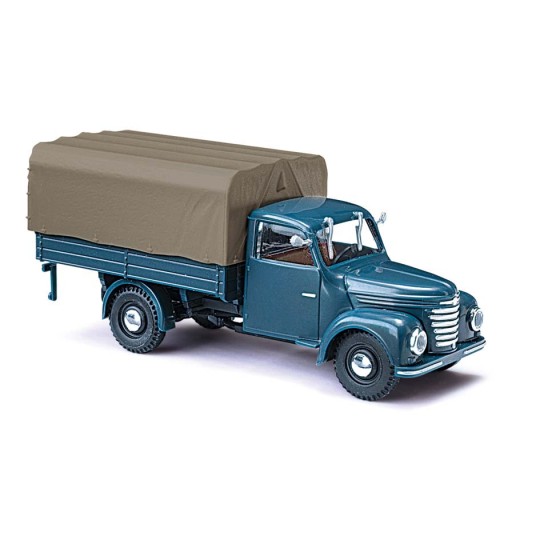 Busch_52352-Busch 52352 Véhicule Camion Framo V901/2 bleu, bâché