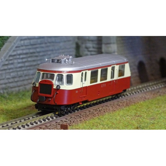VM-003.S-Ree Modeles VM003.S Autorail Billard A80 D des CFV N°316, Rubis/Crème, toit alu, Touristique, digital sonore