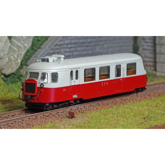 VM-004.S-Ree Modeles VM004.S CFV Billard A80 D Railcar No. 316, Red/Grey, Tourist, Digital Sound