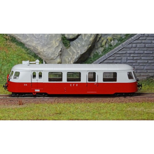 VM-004.S-Ree Modeles VM004.S CFV Billard A80 D Railcar No. 316, Red/Grey, Tourist, Digital Sound
