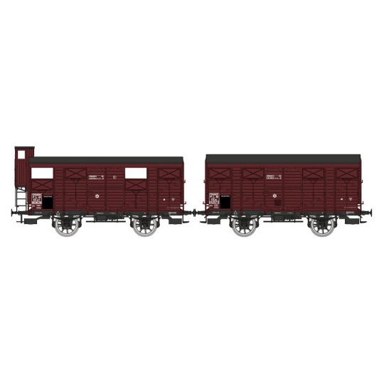 WB-696-Ree Models WB696 Set of 2 PLM 20T Covered Wagons, Red Sideros