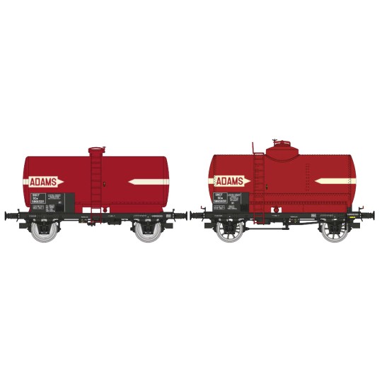 WB-714-Ree modeles WB714 Set de 2 wagons citernes OCEM 29, SNCF, rouge châssis noir, ADAMS