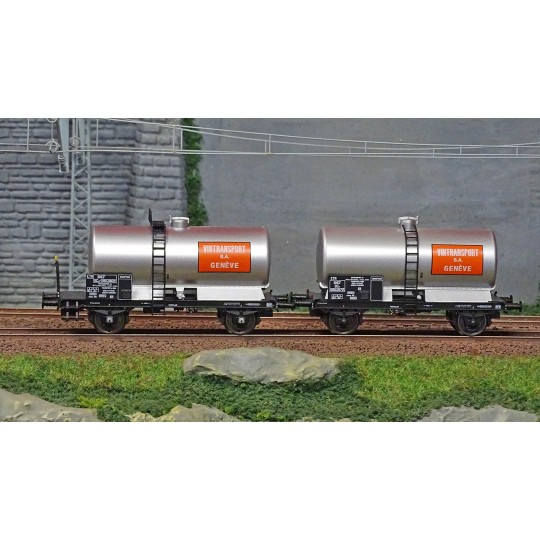 WB-716-Ree Models WB716 Set of 2 OCEM 29 tank wagons, SNCF, metal chassis, black, VINTRANSPORT GENEVE