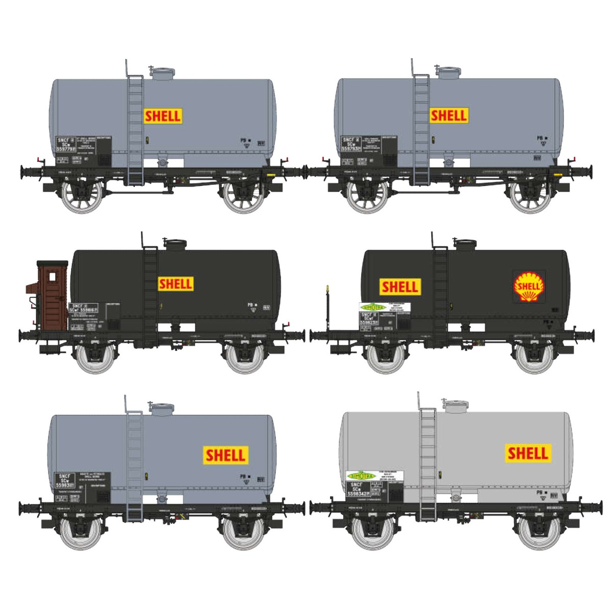 Ree Models WB722 Set of 6 OCEM 29 Tank Wagons COLLECTION, SNCF, SHE...
