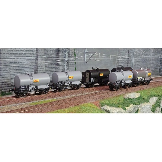 WB-722-Ree Models WB722 Set of 6 OCEM 29 Tank Wagons COLLECTION, SNCF, SHELL