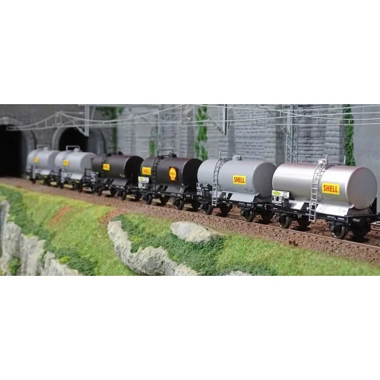 WB-722-Ree Models WB722 Set of 6 OCEM 29 Tank Wagons COLLECTION, SNCF, SHELL