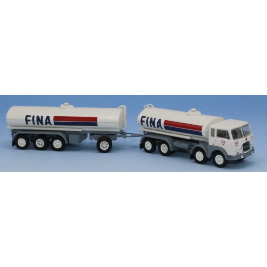 SAI_58455-Brekina 58455 Fiat 690 Millepiedi tanker truck with 4-axle tanker trailer, "FINA"