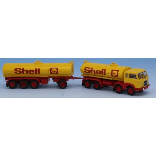 Brekina 58454 Fiat 690 Millepiedi tanker truck with 4-axle tanker t... SAI_58454-Brekina 58454 Fiat 690 Millepiedi tanker truck with 4-axle tanker trailer, "SHELL"