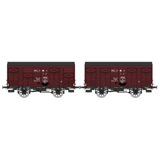 WB-735-Ree modeles WB735 Set de 2 wagons Primeurs ex-couverts PLM 20 T, rouge Sideros, SNCF