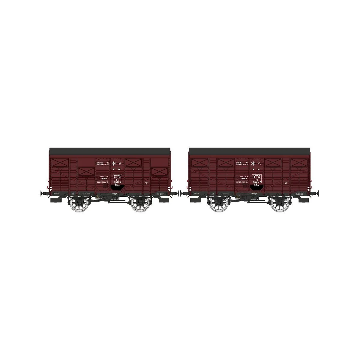 Ree Models WB735 Set of 2 ex-covered PLM produce wagons, 20 tons, S... Ree Models WB735 Set of 2 ex-covered PLM produce wagons, 20 tons, S...