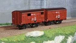 Ree modeles WB735 Set de 2 wagons Primeurs ex-couverts PLM 20 T, rouge Sideros, SNCF Ree Modeles WB-735 - 1