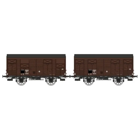 Ree Models WB737 Set of 2 ex-covered produce wagons PLM 20 T, Brown... WB-737-Ree Models WB737 Set of 2 ex-covered produce wagons PLM 20 T, Brown Wagon 540, SNCF