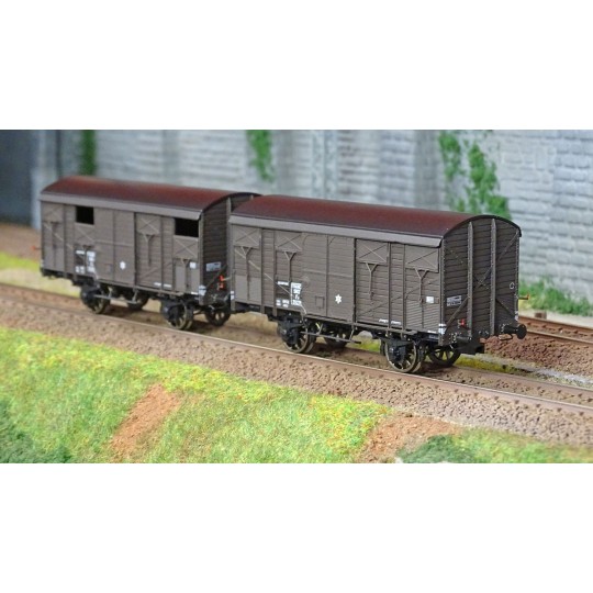 WB-737-Ree modeles WB737 Set de 2 wagons Primeurs ex-couverts PLM 20 T, Brun Wagon 540, SNCF
