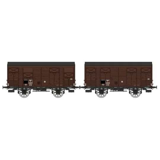 Ree modeles WB739 Set de 2 wagons Primeurs ex-couverts PLM 20 T, Brun Wagon 540, SNCF Ree Modeles WB-739 - 4 WB-739-Ree modeles WB739 Set de 2 wagons Primeurs ex-couverts PLM 20 T, Brun Wagon 540, SNCF