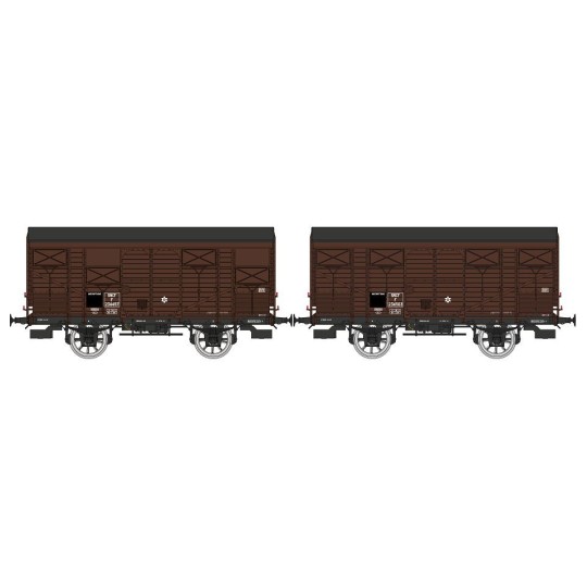 WB-739-Ree modeles WB739 Set de 2 wagons Primeurs ex-couverts PLM 20 T, Brun Wagon 540, SNCF