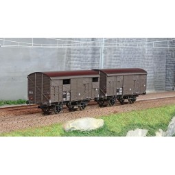 Ree Models WB739 Set of 2 ex-covered produce wagons PLM 20 T, Brown...