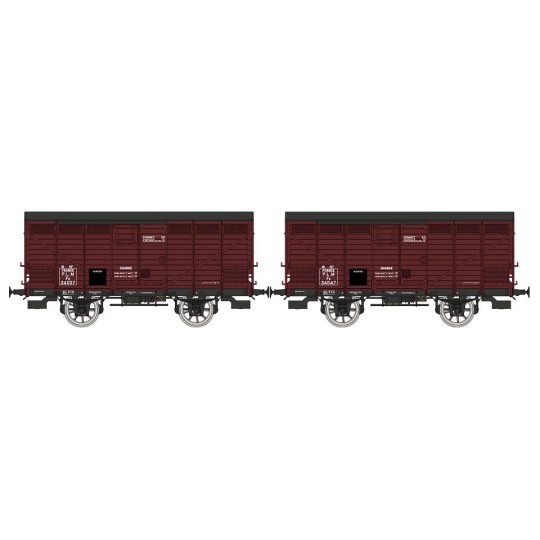 WB-743-Ree Models WB743 Set of 2 Fruit Wagons Type 2 ex-10T PLM, Sideros Red, SNCF