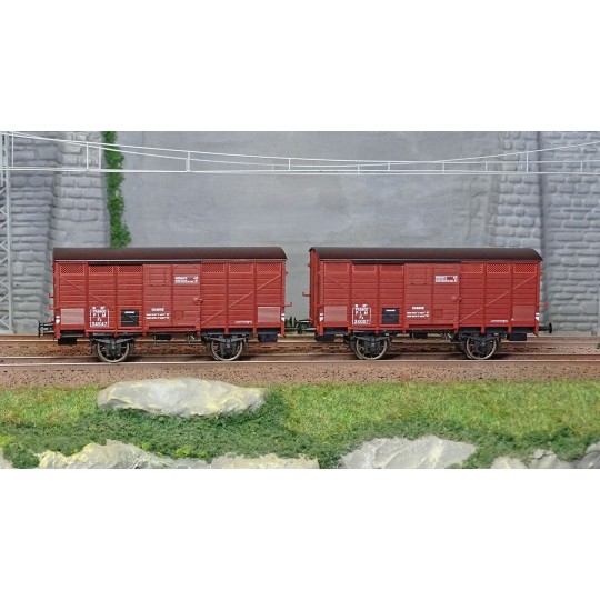 WB-743-Ree Models WB743 Set of 2 Fruit Wagons Type 2 ex-10T PLM, Sideros Red, SNCF