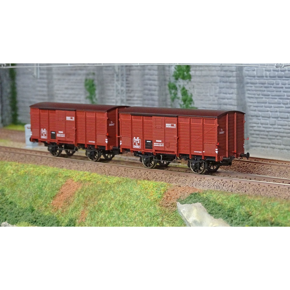 Ree modeles WB743 Set de 2 wagons Primeurs Type 2 ex-10T PLM, rouge sideros, SNCF Ree Modeles WB-743 - 3