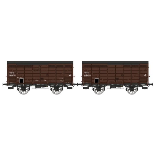 WB-745-Ree Models WB745 Set of 2 Fruit Wagons Type 2 ex-10T PLM, brown 540, SNCF
