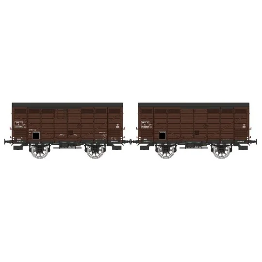 WB-745-Ree Models WB745 Set of 2 Fruit Wagons Type 2 ex-10T PLM, brown 540, SNCF