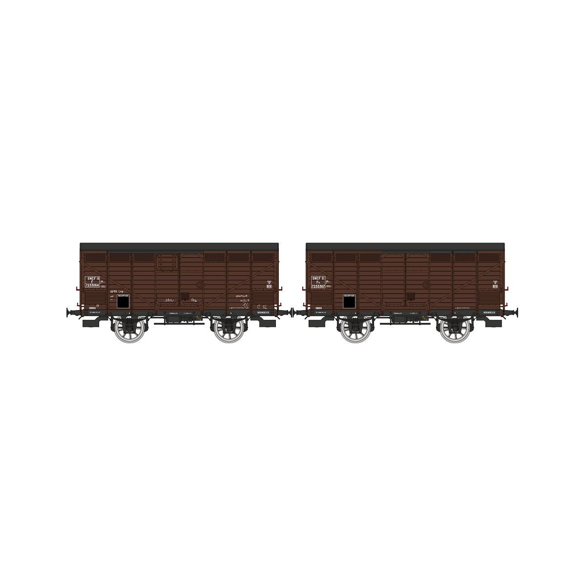 Ree Models WB745 Set of 2 Fruit Wagons Type 2 ex-10T PLM, brown 540...