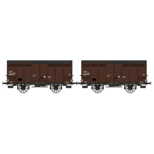 WB-747-Ree modeles WB747 Set de 2 wagons Primeurs Type 3 ex-10T PLM, brun 540 , SNCF