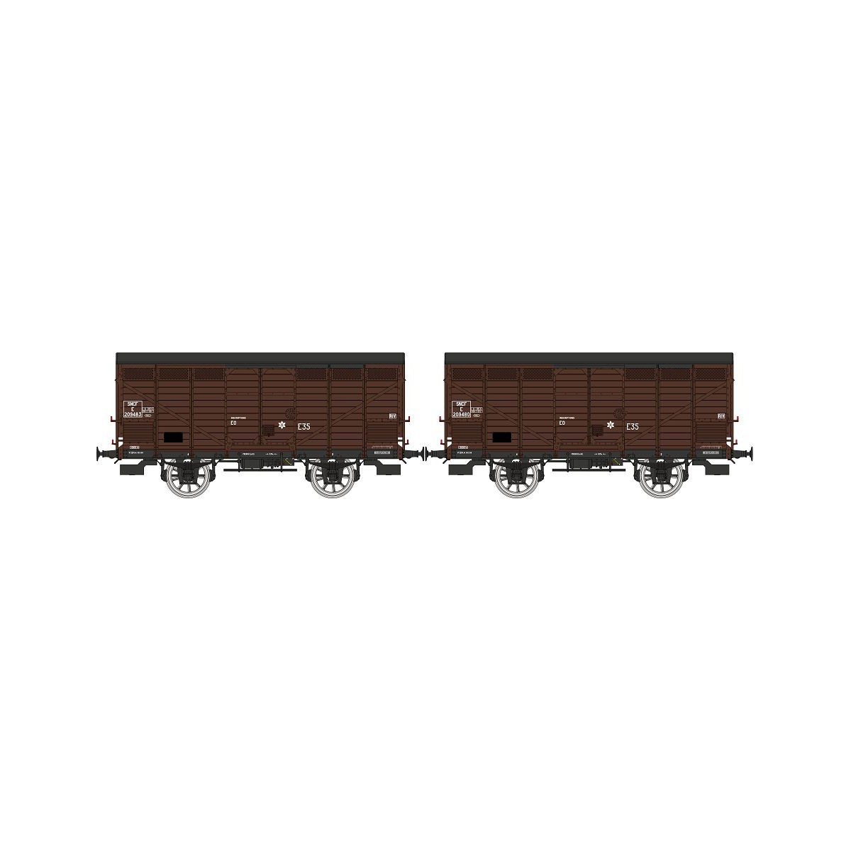 Ree modeles WB747 Set de 2 wagons Primeurs Type 3 ex-10T PLM, brun 540 , SNCF Ree Modeles WB-747 - 4