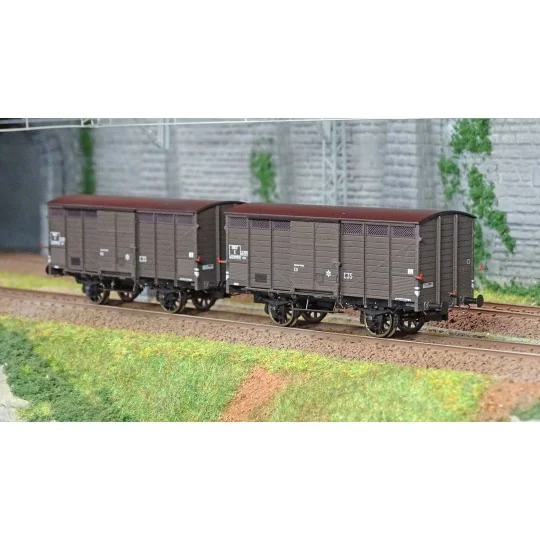 Ree Models WB747 Set of 2 Type 3 ex-10T PLM produce wagons, brown 5... WB-747-Ree Models WB747 Set of 2 Type 3 ex-10T PLM produce wagons, brown 540, SNCF