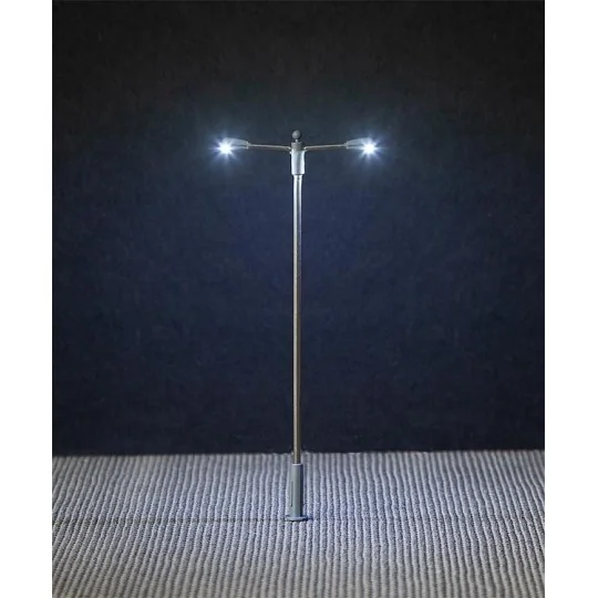 Faller_180103-Faller 180103 Eclairages, Lampadaires lampe en prolongement 9.3cm, deux bras, avec LED (x3)