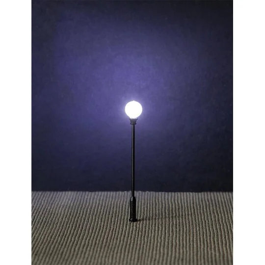 Faller_180104-Faller 180104 Eclairage, Réverbère de parc LED, lampe boule rapportée 7.1cm, avec LED (x3)