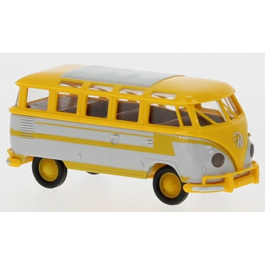 Sai_31845-Brekina 31845 Volkswagen Samba T1b, gris et jaune