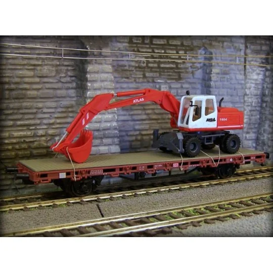Kibri_26258-Kibri 26258 Flat wagon with axles and wheeled shovel - Kibri_26258