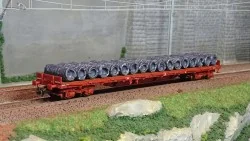 Electrotren HE6033 Wagon plats à ranchers MMQ, RENFE, livrés bruns, chargé bobines de fil Rivarossi HE6033 - 1