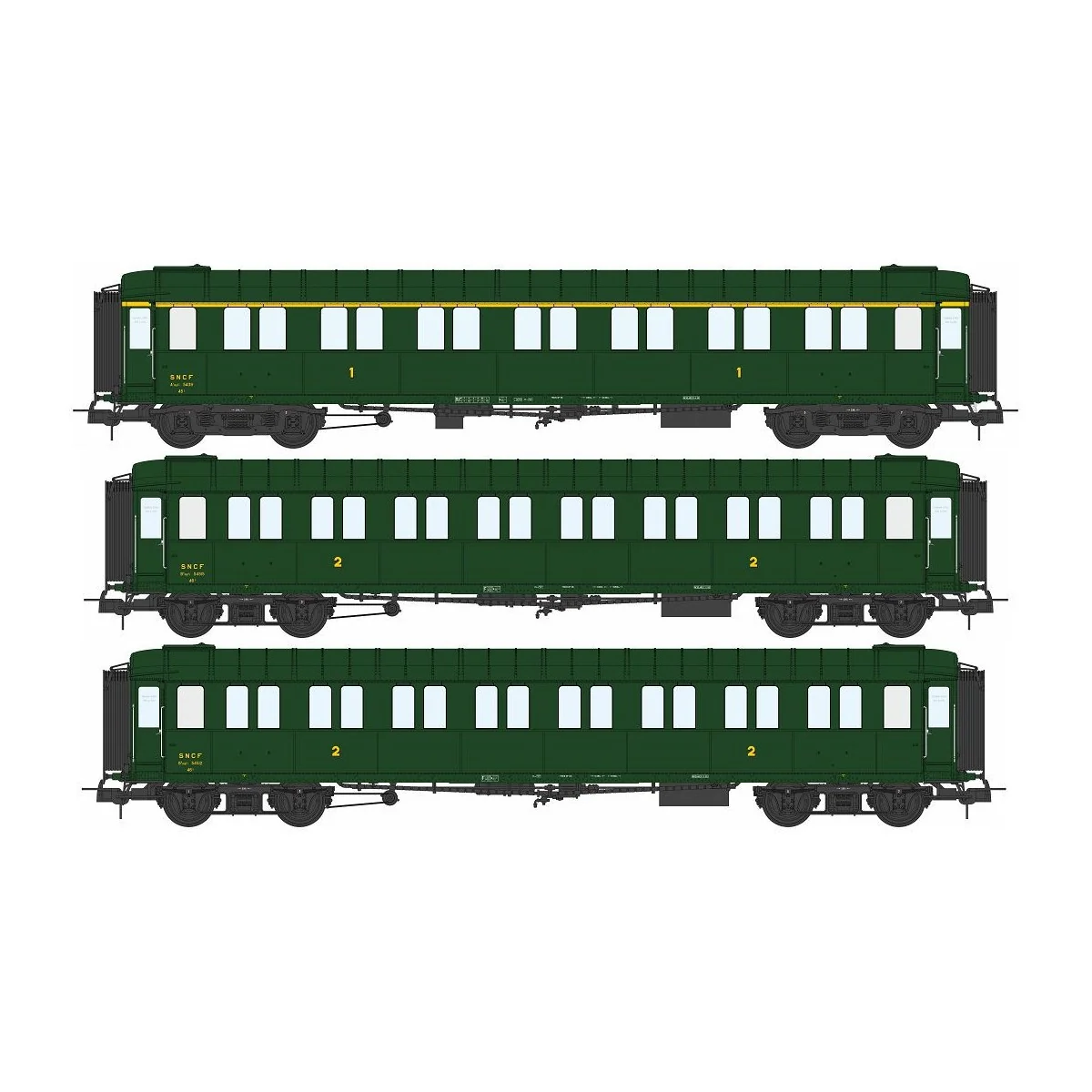 Ree modeles VB456 Set de 3 voitures voyageurs métallisées, ex-PLM, SNCF, A7 et B8, ep. III Ree Modeles VB-456 - 6