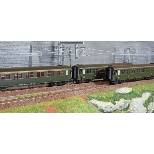 VB-456-Ree models VB456 Set of 3 metallic passenger cars, ex-PLM, SNCF, A7 and B8, ep. III