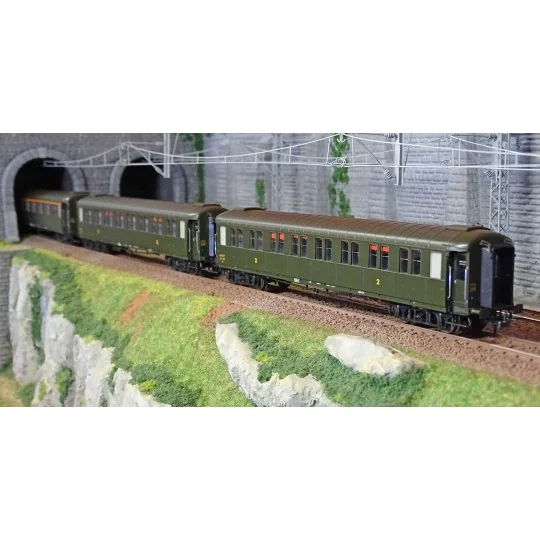 VB-456-Ree models VB456 Set of 3 metallic passenger cars, ex-PLM, SNCF, A7 and B8, ep. III